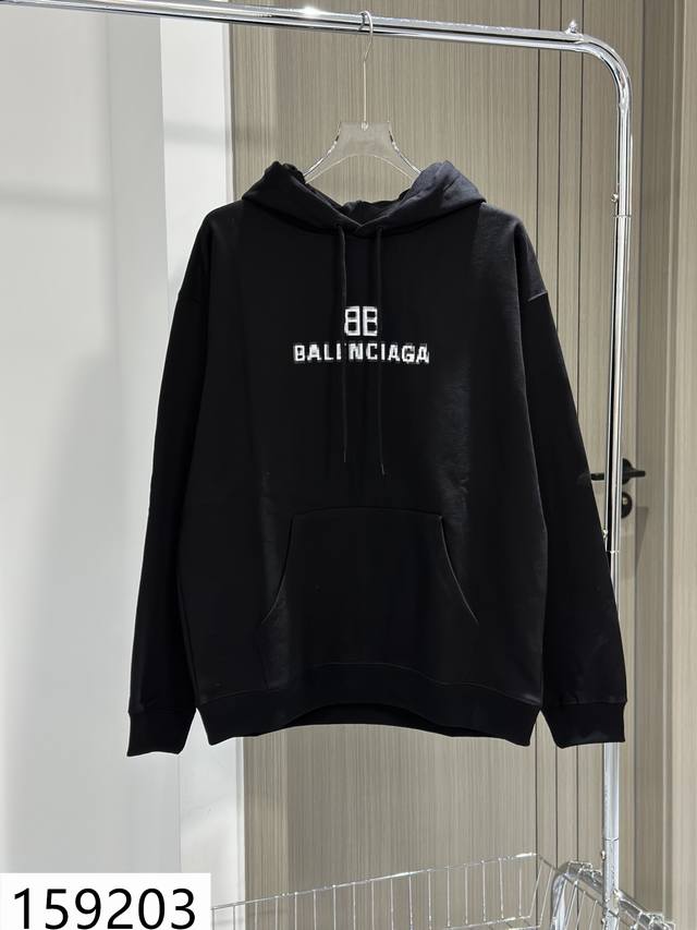 加绒款+10 Balenciaga巴黎世家经典款全棉加厚320G休闲套头连帽帽衫卫衣 扫码芯片过验版本 159203 包含得物防伪卡 全套包装 高品质 下单即得