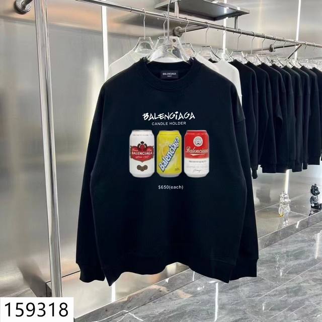 加绒款+10 Balenciaga巴黎世家经典款全棉加厚320G休闲圆领套头卫衣 扫码芯片过验版本 159318 包含得物防伪卡 全套包装 高品质 下单即得各大