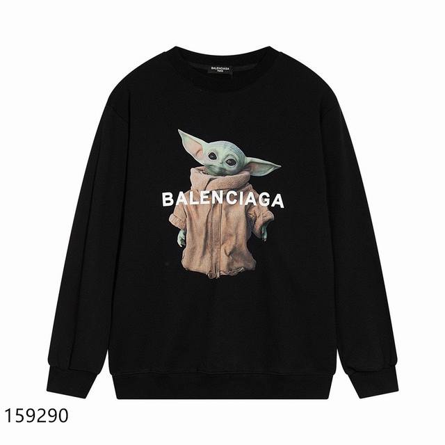 加绒款+10 Balenciaga巴黎世家经典款全棉加厚320G休闲圆领套头卫衣 扫码芯片过验版本 159290 包含得物防伪卡 全套包装 高品质 下单即得各大