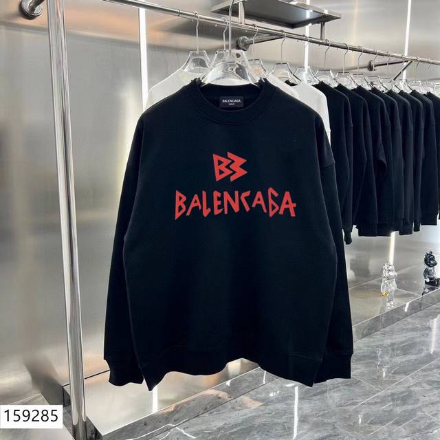 加绒款+10 Balenciaga巴黎世家经典款全棉加厚320G休闲圆领套头卫衣 扫码芯片过验版本 159285 包含得物防伪卡 全套包装 高品质 下单即得各大