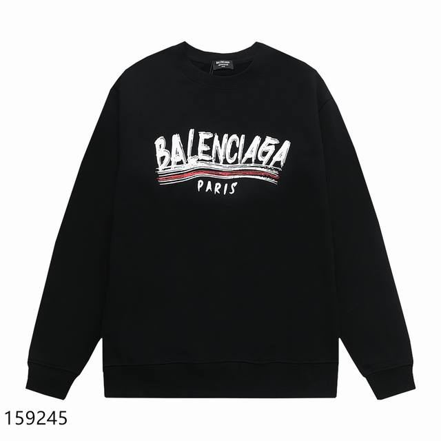 加绒款+10 Balenciaga巴黎世家经典款全棉加厚320G休闲圆领套头卫衣 扫码芯片过验版本 159245 包含得物防伪卡 全套包装 高品质 下单即得各大