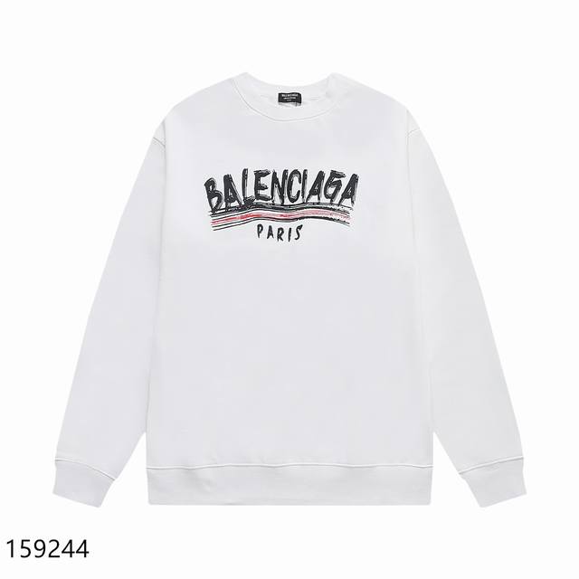 加绒款+10 Balenciaga巴黎世家经典款全棉加厚320G休闲圆领套头卫衣 扫码芯片过验版本 159244 包含得物防伪卡 全套包装 高品质 下单即得各大