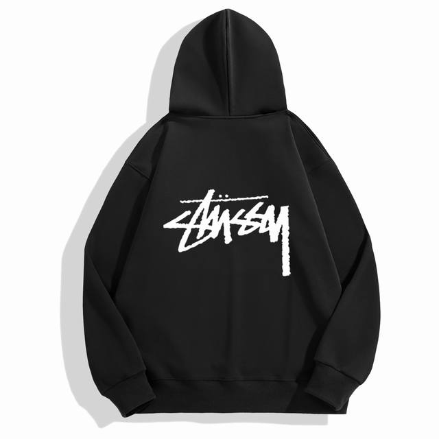 银狐绒加厚 Stussy 斯图西经典大标冬季加绒加厚连帽卫衣 高端冬季加绒卫衣系列 甄选530G银狐绒加厚面料 区别市场便宜货200G低廉单薄品质 本款软糯亲肤