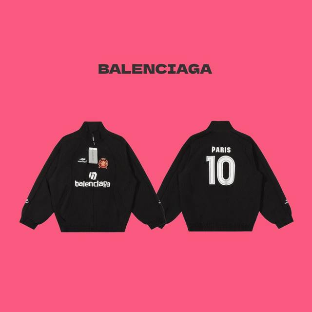 Balenciaga 巴黎世家 24Ss 曼巴联名刺绣 Logo 足球运动情侣立领夹克外套-顶级代购版本 Color：黑色 Size：S M L Xl Numb