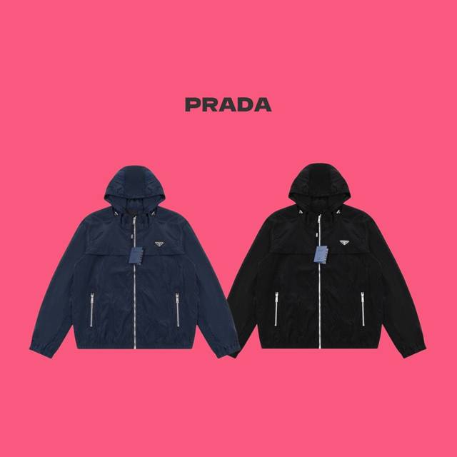 Prada 普拉达 经典三角金属徽章情侣拉链外套夹克-代购级品质 Color：黑色 藏青 Size：M L Xl Xxl Number：248 独家定制客供29