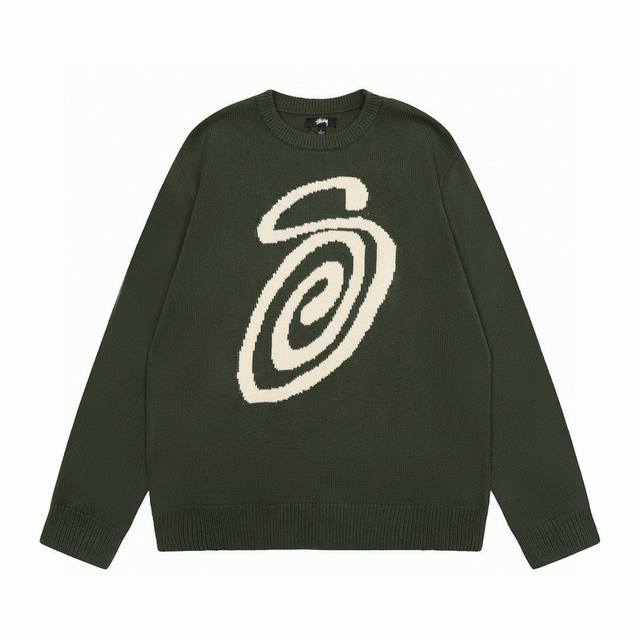 独家款式 正品开模 Stussy 斯图西风格蚊香s经典款圆领毛衣 Zp定染0色差版本 欢迎对比 有色差承诺白送 真正平台品质 区别一切世面垃圾 骰子提花针织毛衣