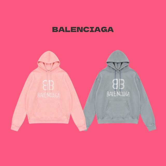 Balenciaga 巴黎世家 25Ss 走秀款涂鸦 Logo 字母奶呼呼情侣加绒连帽卫衣-顶级版本 Color：粉色 蓝色 Size：S M L Number