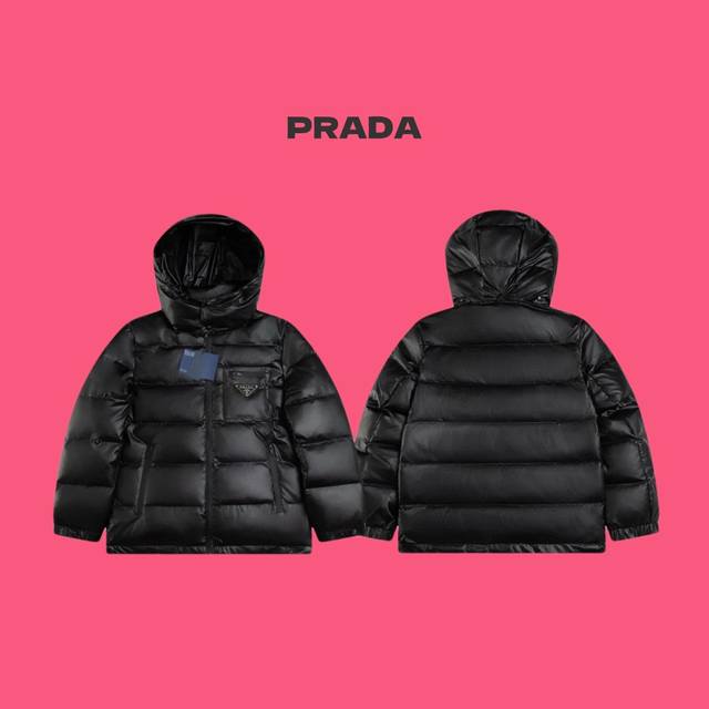 Prada 普拉达 24Fw 经典金属口袋三角标徽标情侣哑光漆面可拆卸连帽羽绒服-代购级品质 Color：黑色 Size：M L Xl Xxl Number：2