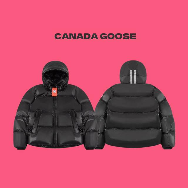 Canada Goose 加拿大鹅 Crofton Puffer 系列经典红标情侣高领连帽羽绒服-代购级品质 Color：黑色 Size：M L Xl Xxl