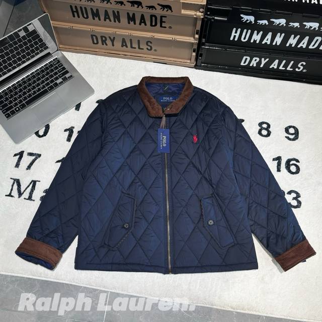 發 -Ralph Lauren 拉夫劳伦纯色衔缝菱形格老钱风棉服夹克 男女同款 情侣款 -面料：采用原版一比一定织定染面料。 -辅料：原版拆解开发，一比一定制的