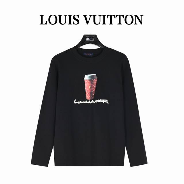 Louis Vuitton 路易威登 24Ss 水杯印花及签名logo刺绣长袖t恤 面料采用高克重300G重精梳棉，定制1:1螺纹，面料舒适亲肤无异感， 定染面