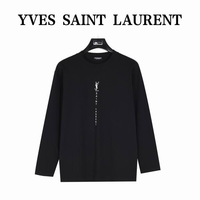 Saint Laurent 圣罗兰 24Fw 简约竖排logo印花长袖t恤 面料采用高克重300G重精梳棉，定制1:1螺纹，面料舒适亲肤无异感， 定染面料，纺织