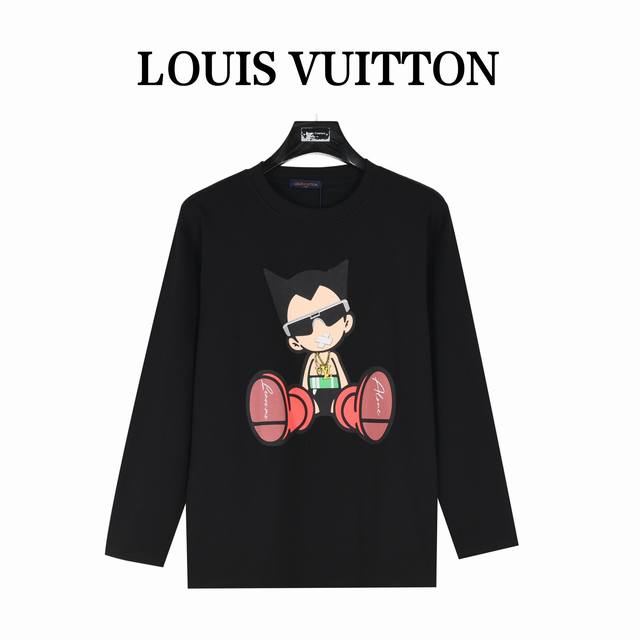 Louis Vuitton 路易威登 24Fw 卡通人物印花图案长袖t恤 面料采用高克重300G重精梳棉，定制1:1螺纹，面料舒适亲肤无异感， 定染面料，纺织密