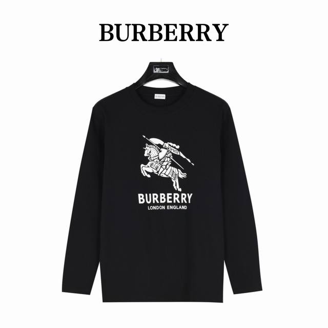 Burberry 巴宝莉 24Fw 战马logo立体压胶长袖t恤 面料采用高克重300G重精梳棉，定制1:1螺纹，面料舒适亲肤无异感， 定染面料，纺织密度高，垂