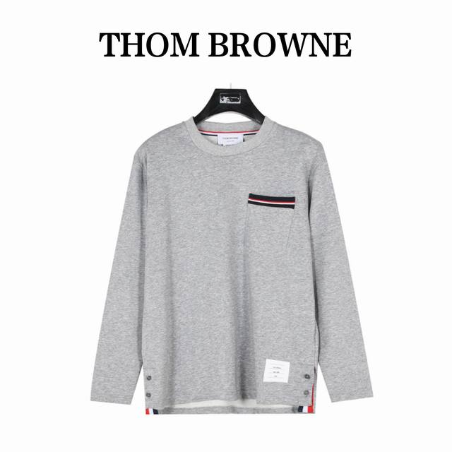 Thom Browne 汤姆布朗 色织胸前口袋长袖t恤 面料采用高克重300G定织定染毛圈面料，定制1:1螺纹，面料舒适亲肤无异感， 定染面料，纺织密度高，采用