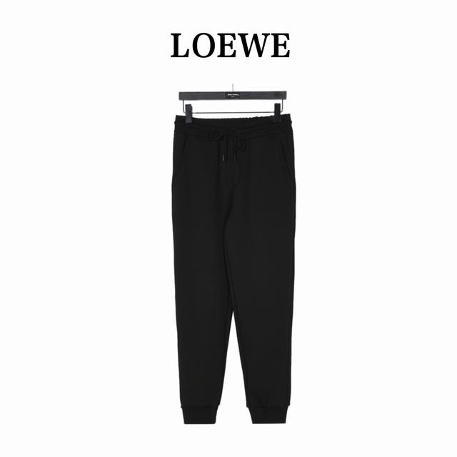 Loewe罗意威 X 哈尔的移动城堡 火焰刺绣皮口袋压花加绒卫裤 棉质 Calcifer 皮革贴片 哈尔的移动城堡 Loewe Anagram 压纹皮革贴袋 饰