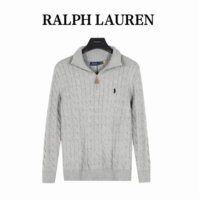 Ralph Lauren 拉夫劳伦 麻花编织半拉链针织毛衣 胸口高密度logo百灵达万针刺绣，吊牌辅料原版定制。 进口纱线羊毛混纺材质，上身超级舒适亲肤。 小标