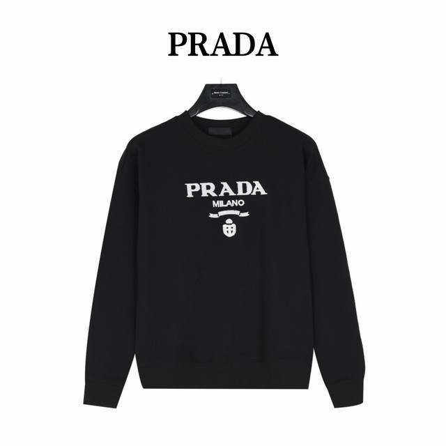 Prada 普拉达24Fw 牙刷绣logo休闲圆领卫衣 定制400克博麟毛圈双股面料 原版普拉达辅料 男女同款均可驾驭 区别市面版本 随意对比 原版定制高克重双