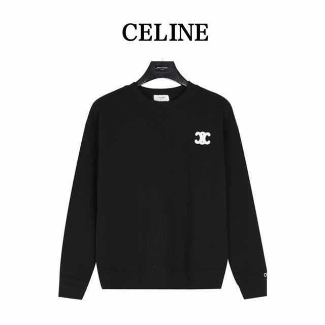 Celine 塞琳 凯旋门小标刺绣款圆领卫衣 超受欢迎的凯旋门logo标志 简而精致的刺绣标识点缀 呈现出奢华大气的极简之美 经典简约 众明星同款 100%纯棉