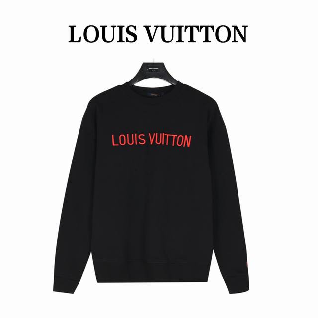 Louis Vuitton 路易威登 24Fw 红线logo刺绣圆领卫衣 面料采用400克双股精梳棉面料 索罗纳螺纹定织定染 日本进口田岛绣花机重工刺绣 多次打