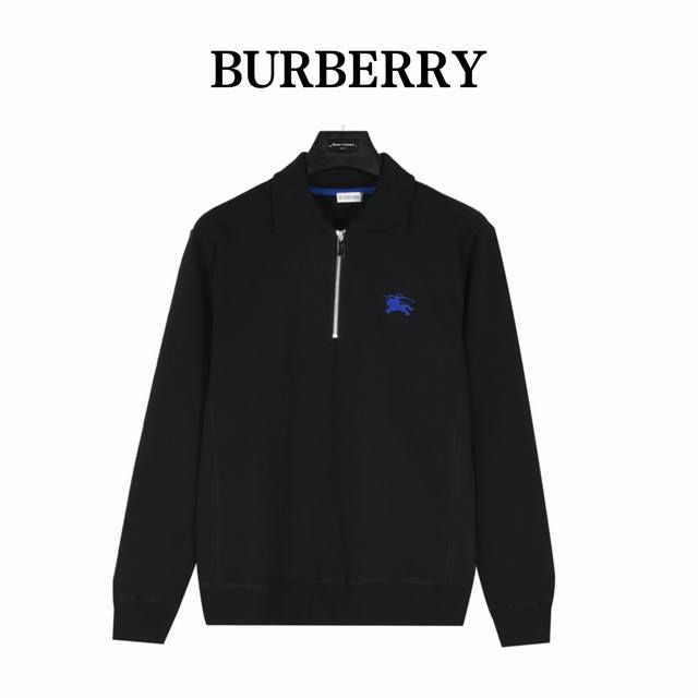 Burberry 巴宝莉 24Fw 小标战马刺绣半拉链翻领卫衣 定制430克博麟毛圈双股面料 胸口高密度logo刺绣 背部burberry大标万针刺绣 吊牌辅料