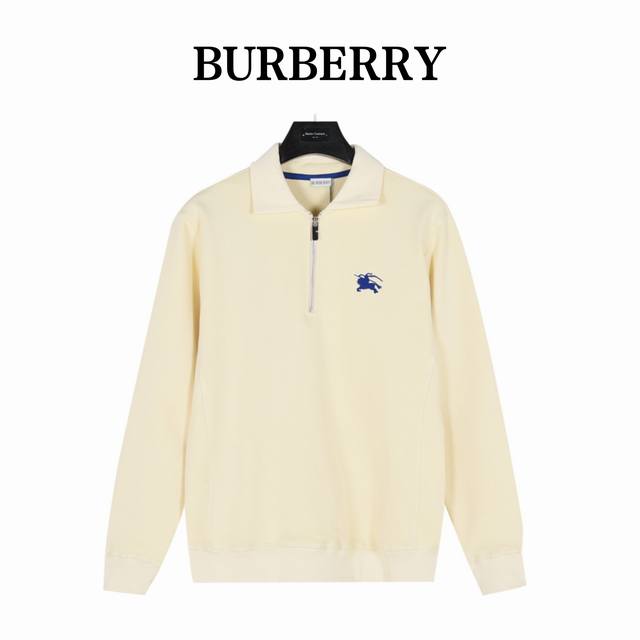 Burberry 巴宝莉 24Fw 小标战马刺绣半拉链翻领卫衣 定制430克博麟毛圈双股面料 胸口高密度logo刺绣 背部burberry大标万针刺绣 吊牌辅料