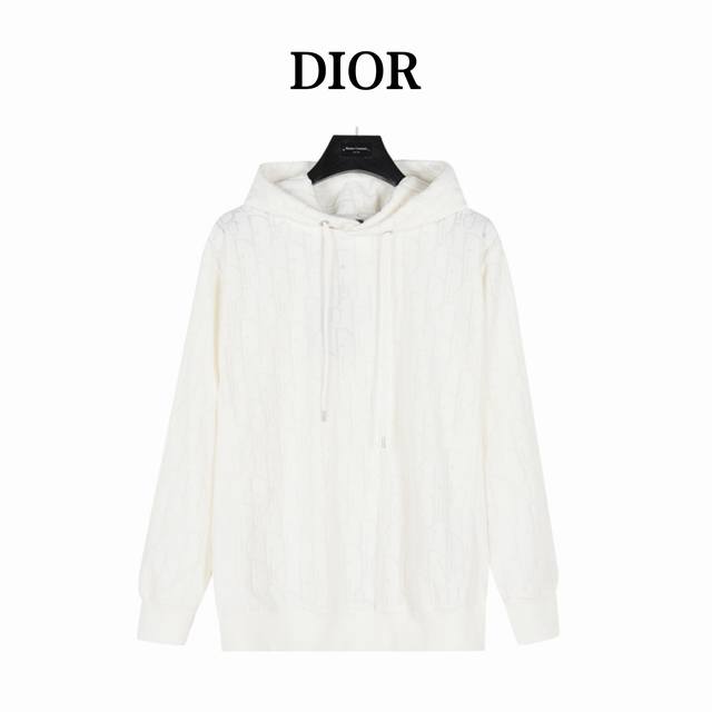 Dior 迪奥 经典满印暗纹毛巾绣连帽卫衣 经典款连帽长袖帽衫 定制棉质毛巾布面料 内里舒适细腻 满身经典oblique提花 下摆贴边斜插口袋 侧面针织罗纹袖口