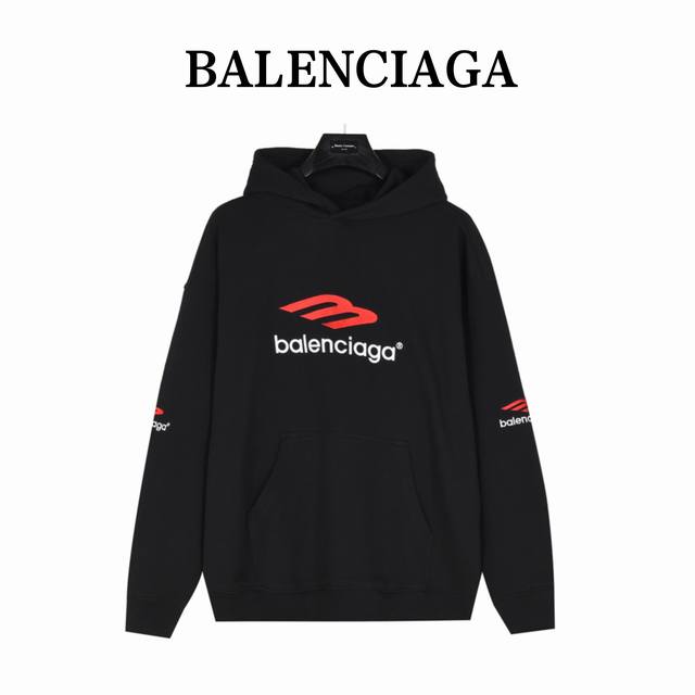 Balenciaga 巴黎世家 3B Sports Icon大廓形刺绣连帽卫衣 面料：460G定织定染全棉双纱紧密棉面料 工艺：正面、背面和衣袖饰以3B Spo