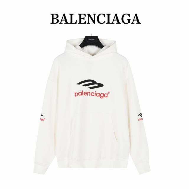 Balenciaga 巴黎世家 3B Sports Icon大廓形刺绣连帽卫衣 面料：460G定织定染全棉双纱紧密棉面料 工艺：正面、背面和衣袖饰以3B Spo