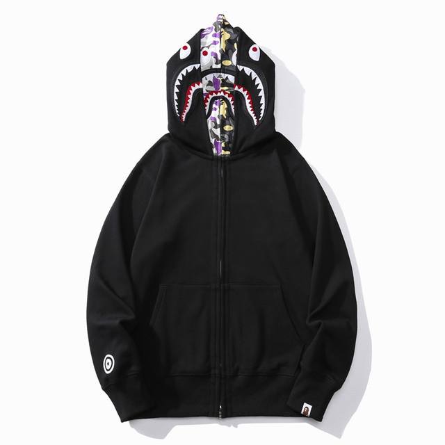 潮牌bape鲨鱼头us Collection Shark Full Zip Double Hoodie鲨鱼头双帽迷彩卫衣 M 3Xl Bape Us Limit