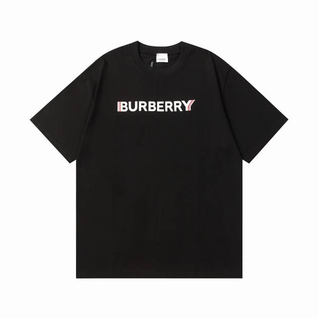 面料350克 Burberry 博柏利 23Ss 单排幻影字母印花短袖 简约风整体图案简洁大方而又不失格调，面料采用350克重精梳棉，定制1*1螺纹，成衣两遍水