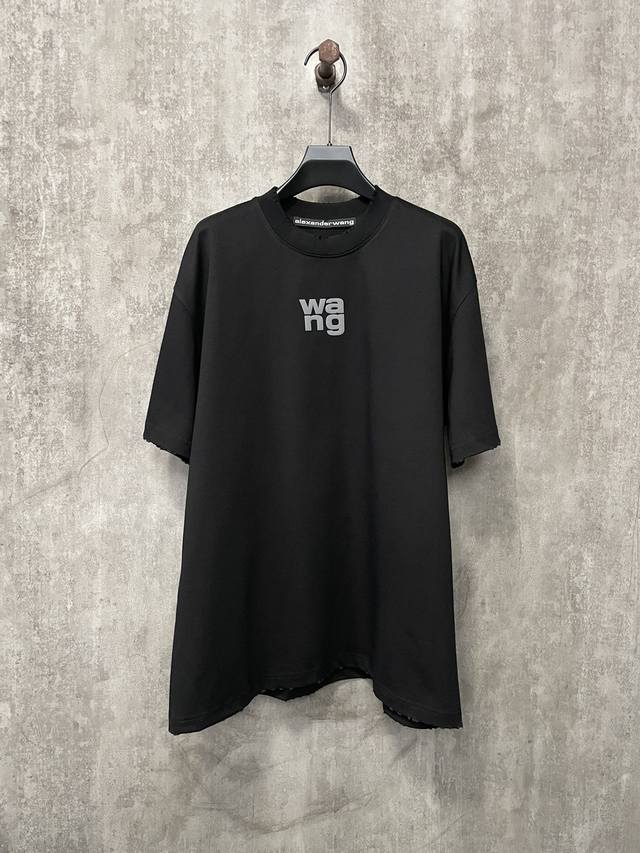 秋冬重磅380G短袖 长期有货 Alexander Wang 亚力山大 王 2024Fw 秋冬新品纽约国旗发泡印花重磅短袖t恤 面料高定超重磅全棉双纱紧密新疆棉