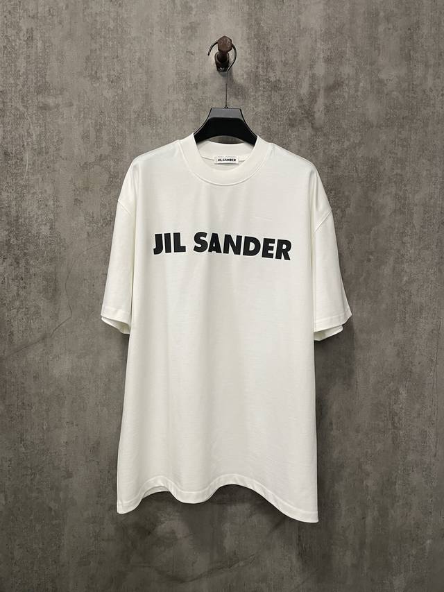 秋冬重磅380G短袖 长期有货 Jil Sander 吉尔 桑德 24Ss 经典logo厚板胶印花重磅短袖t恤 面料高定超重磅全棉双纱紧密新疆棉 克重380克