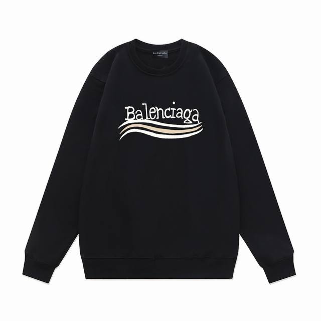 Balenciage巴黎世家 可乐字母图案logo圆领卫衣 巴黎圆领卫衣 大落肩款 原版面料 官方同款 420克双股大毛圈面料同缸染面料 手感非常舒服 春夏最