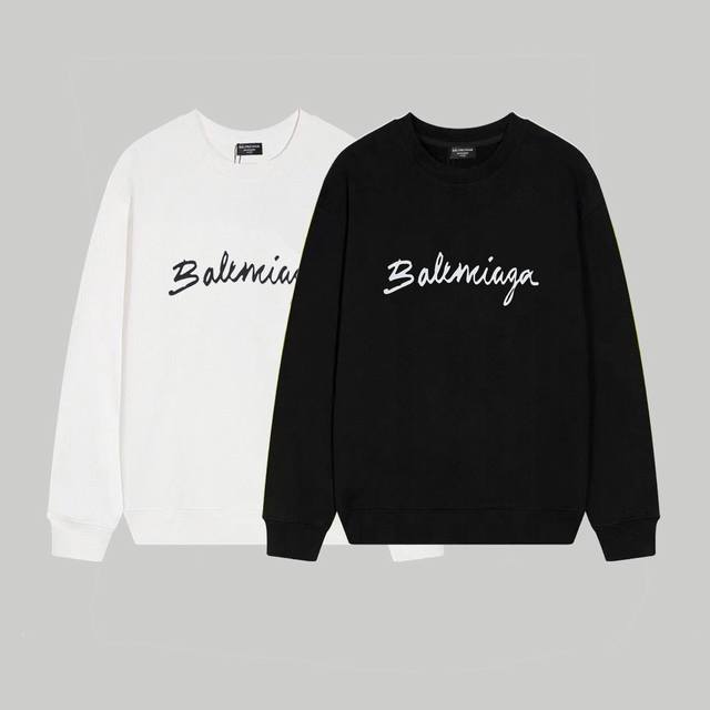 Balenciaga巴黎世家经典简约字母印花圆领卫衣！ 宽松版型 采用420克双股大毛圈面料 从面料到辅料全重磅 百搭情侣款圆领卫衣！定制1*1螺纹 质感细腻