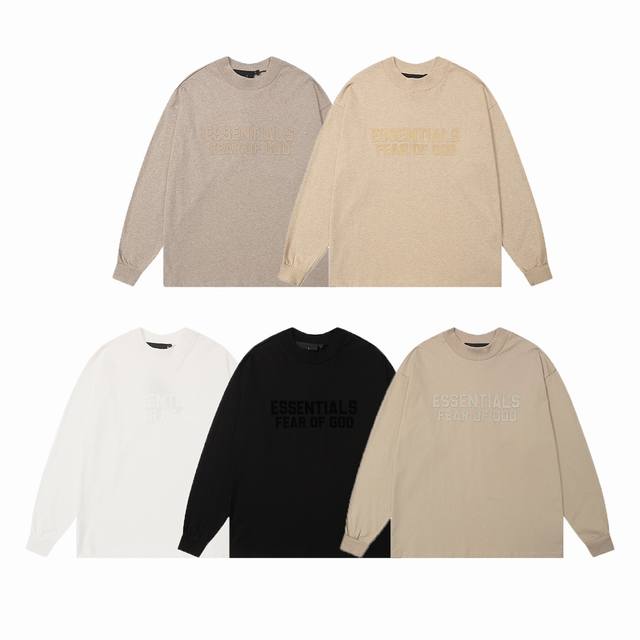 Fear Of God Essentials 云系列双排大标高领长袖t恤打底衫 款号：G1922# 颜色：玄青色 云舞白 暮云金 烟云灰 花麦灰 码数：S M