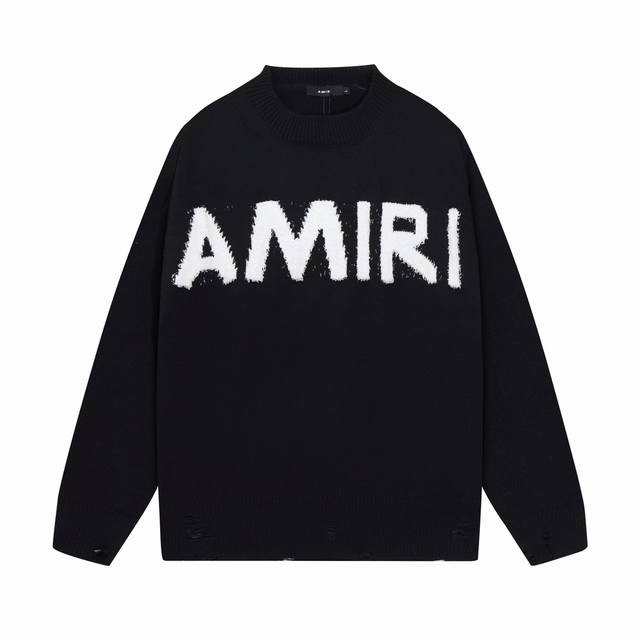 Amiri 新款 字母logo提花流苏破坏破洞毛衣 颜色: 白色 黑色 码数: S M L Xl Xxl