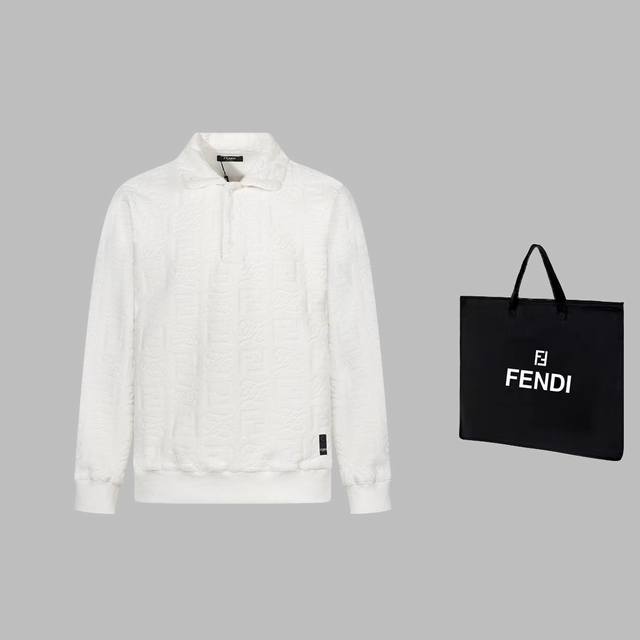 可配手提袋5 高版本 Fend* 秋冬新款开筒反领polo衫 原版开模特制480克提花面料 黑色小扣标 完美细节处理 经典logo图案 上身超好看 男女同款 尺