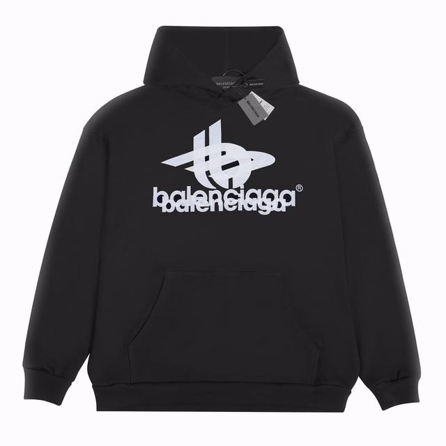 款号：2106 Balenciaga巴黎世家 前后叠影字母印花连帽卫衣 黑色 男女同款 尺码表：Xs. S. M. L 印花：印花材料采用安全环保无毒婴儿认证的