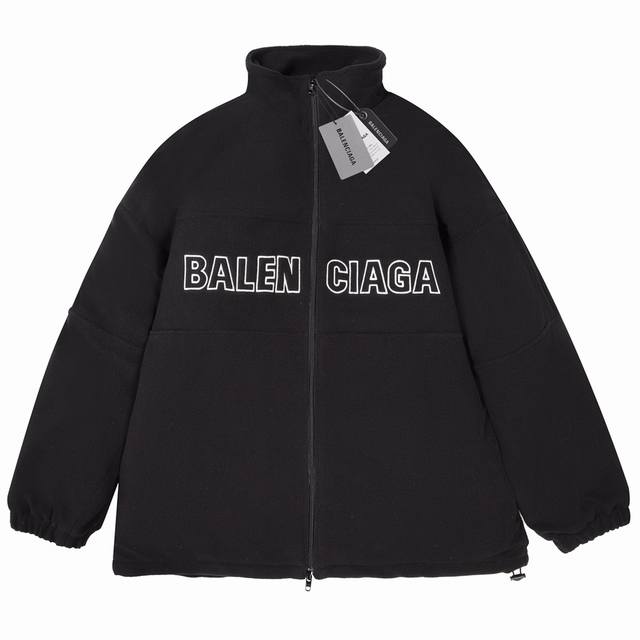 款号：2145 Balenciaga巴黎世家 字母刺绣摇粒绒拉链夹克 黑色 男女同款 尺码表：Xs. S. M. L 面料：采用26支精梳棉+10支全棉，克重4