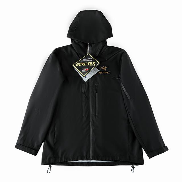 款号：Ys04 刺绣版本 Arc Teryx Alpha Sv 黑色jacket-Mens始祖鸟 Sv第六代gtx户外防水硬壳向导级冲锋衣机能风拉链夹克 - 始