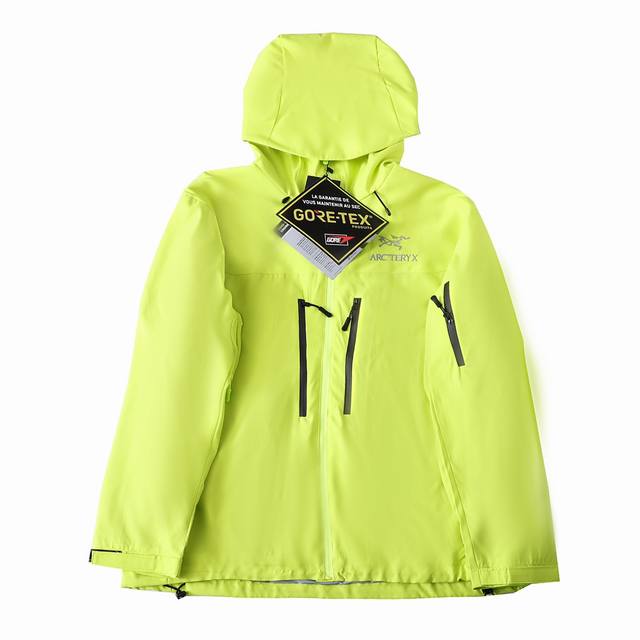 款号：Ys04 刺绣版本 Arc Teryx Alpha Sv 荧光绿色jacket-Mens始祖鸟 Sv第六代gtx户外防水硬壳向导级冲锋衣机能风拉链夹克 -