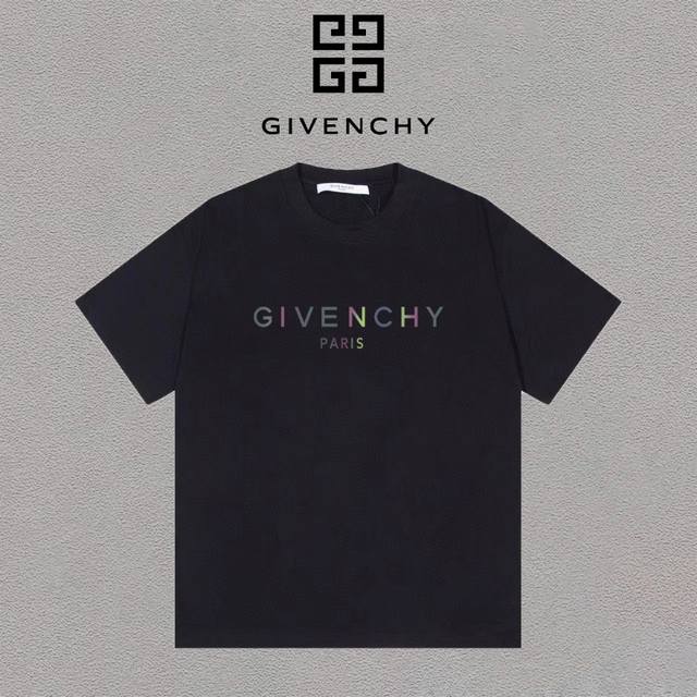 Givenchy 纪梵希 渐变印花logo字母圆领短袖t恤男女同款 吊牌 领标 水洗唛 三标齐全 定织定染280克精梳棉面料 尺码：S-Xxl 颜色：黑色，白色