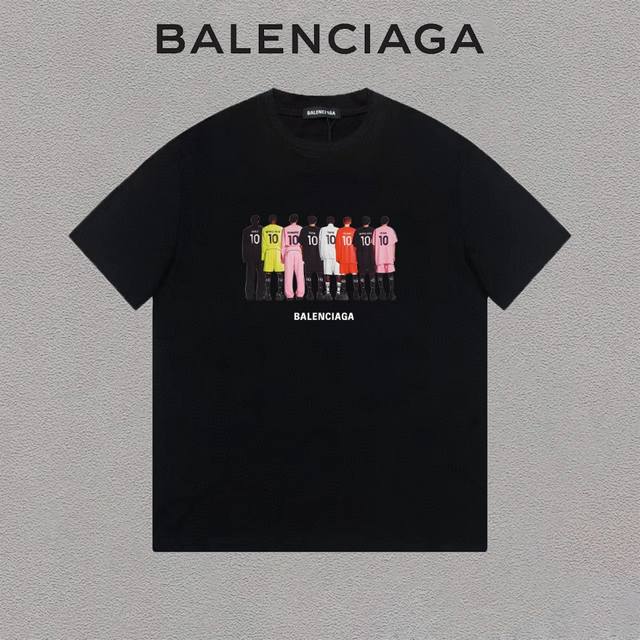 Balenciaga 巴黎世家 人像图案字母印花logo圆领短袖t恤男女同款 吊牌 领标 水洗唛 三标齐全 定织定染280克精梳棉面料 尺码：S-Xxl 颜色：