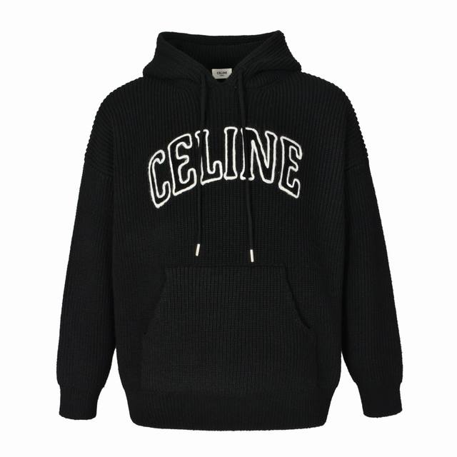 官网1:1原单品质 Celine 24Fw 镂空刺绣连帽毛衣 原13,500购入，面料采用百分百纯羊毛纱线定织，上身舒适柔软，克重700克。采用进口斯托尔织造，