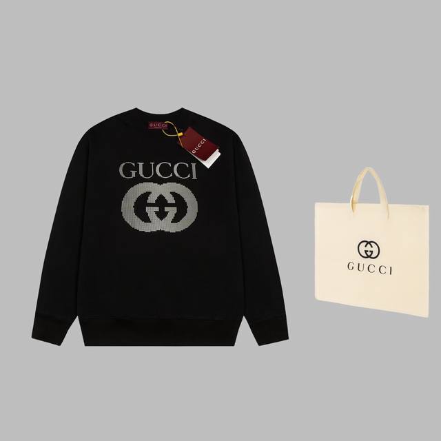 可配手提袋5 高品质 Gucci 古驰 明星同款 滴胶字母圆领卫衣 采用滴胶印花工艺 区别于普通的印花图工艺 定织纯棉面料，舒适透气不易变形。三标齐全，宽松版型