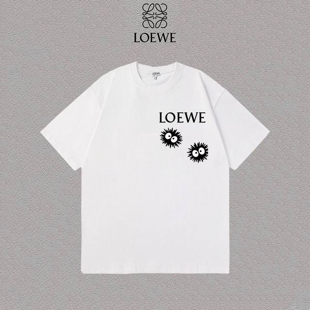 Loewe 罗意威 卡通logo眼睛字母印花图案简约纯棉短袖t恤 百搭潮流 男女同款 吊牌 领标 水洗唛 三标齐全 定织定染280克精梳棉面料 尺码：S-Xxl