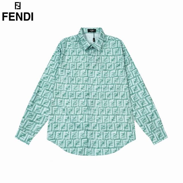 Fendi 芬迪 爆款来袭 经典满印双f数码logo长袖衬衫 2024Ss官网新款长袖 衬衫 衬衣，精美数码印花 高端版本，专柜定制面料 透气舒适度高，精工制作