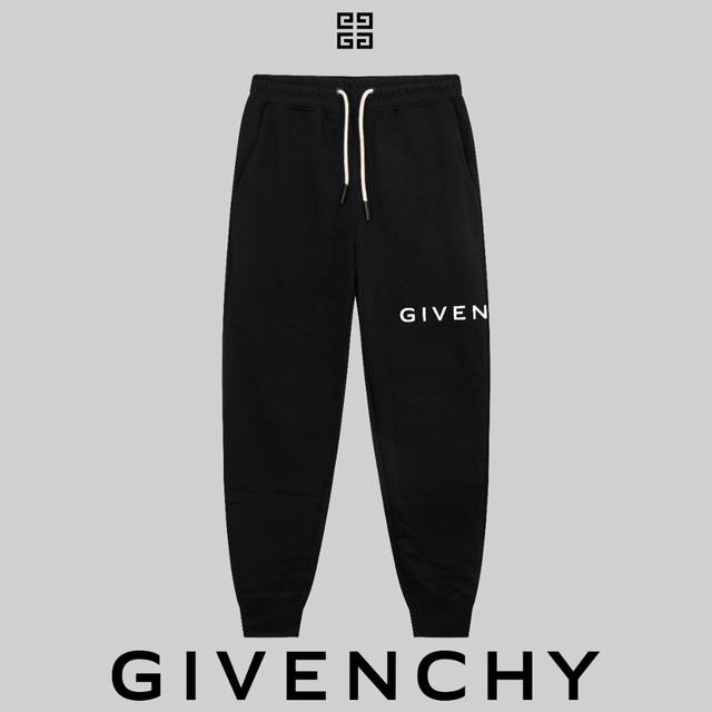 顶级版本，区别通货 Givenchy 纪梵希 24Ss 秀款 修身线条简约字母logo运动裤 380G克重 兼容所有身材 腰部松紧带黑白抽绳设计 定制抽绳口袋两