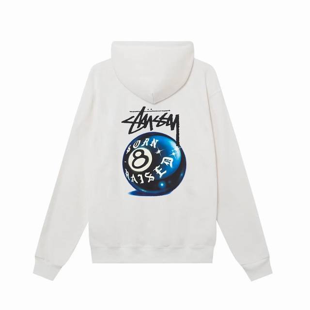 款号hn999 高品质版本，区别通货 Stussy 斯图西 联名系列黑8印花男女短袖t恤 -面料精选390毛圈面料 手感柔软舒适 吸汗透气. -百搭款 原单品质